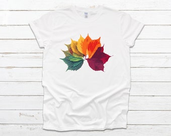 Autumn Dawn Palette Ecoprinted Ladies V-Neck T