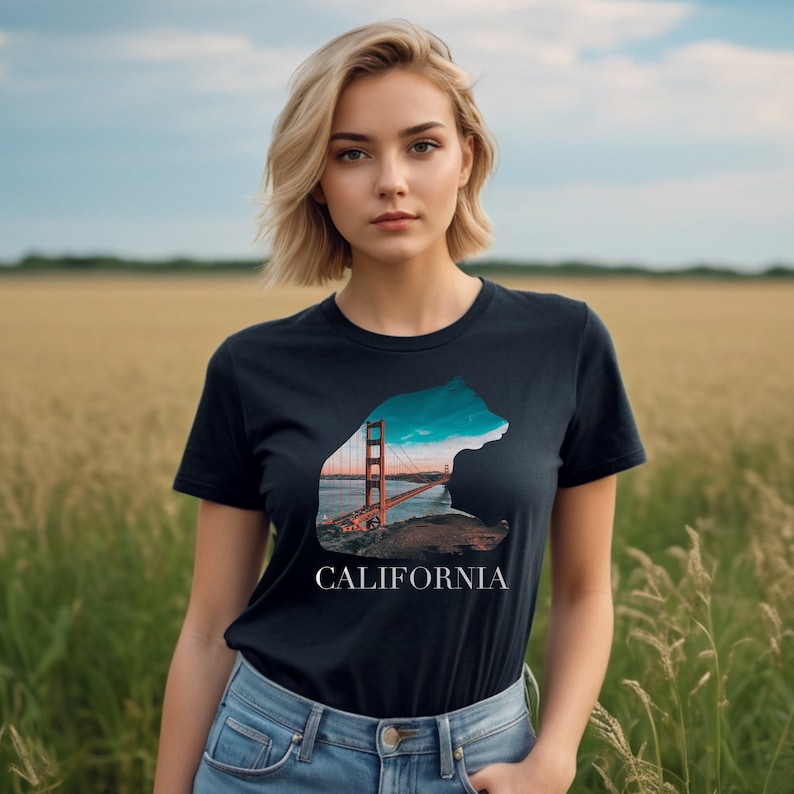 black t shirt with a bear with text saying California