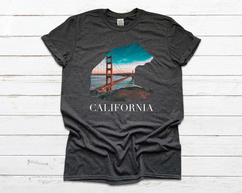 heather grey t shirt with a bear with text saying California