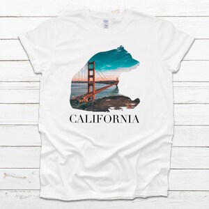 white t shirt with a bear with text saying California