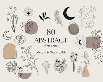 Abstract Shapes Svg, Boho Svg Bundle, Modern Minimalist Svg, Commercial Use  Included