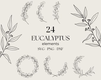 Eukalyptus Bundle SVG, Eukalyptus Clipart, Eukalyptus SVG, Kranz SVG Bundle