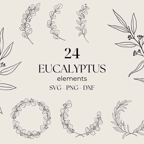 Eukalyptus Bundle SVG, Eukalyptus Clipart, Eukalyptus SVG, Kranz SVG Bundle