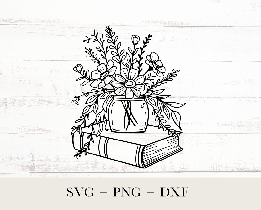 Floral Book SVG, Book Lover Svg, Reading Svg - Etsy