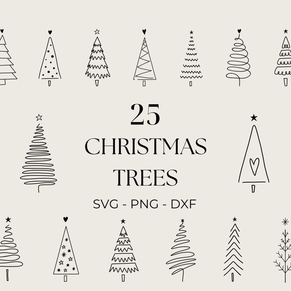 Christmas Tree SVG, Christmas Window Svg, Hand drawn Christmas Clipart, Doodle Christmas Trees, Svg Files for Cricut