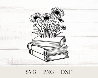 Book with Flowers, Floral Book Clipart, Read More Books SVG, Book is Magic PNG