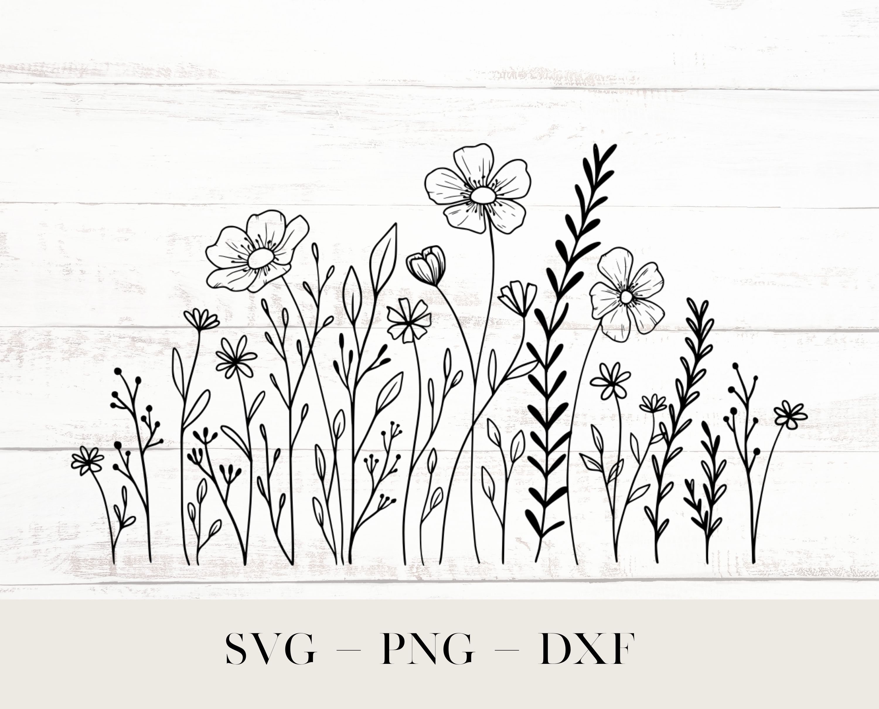 Blumenwiese Svg Wild Flower Svg Blumenrand Svg Botanisches Etsy Schweiz
