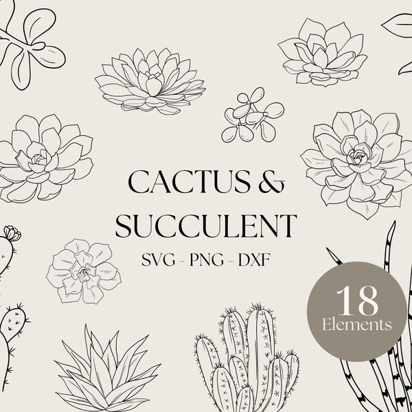 Succulent SVG, Cactus Clipart, Plant SVG, Commercial Use Svg