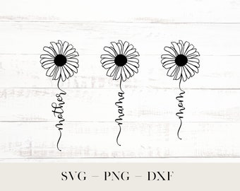 Floral Mom Svg, Flower Word Svg, Daisy Svg