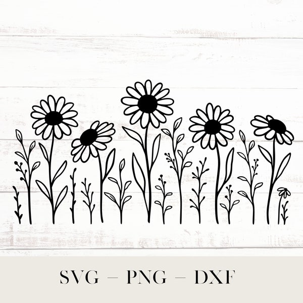 Simple Daisy Cut file, Wildflower SVG, Daisy Clip art, Daisies svg