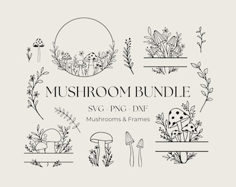 Mushrooms Svg, Frame Svg, Floral Mushroom Vinyl Cut file, Fungi SVG