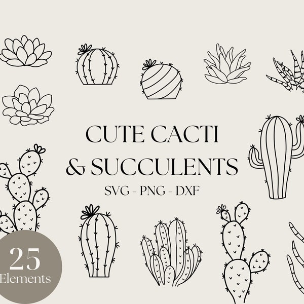 Kaktus SVG, Sukkulenten SVG, niedlicher Kaktus Png, Pflanze SVG, geschnittene Dateien für Cricut, kommerzielle Nutzung inbegriffen
