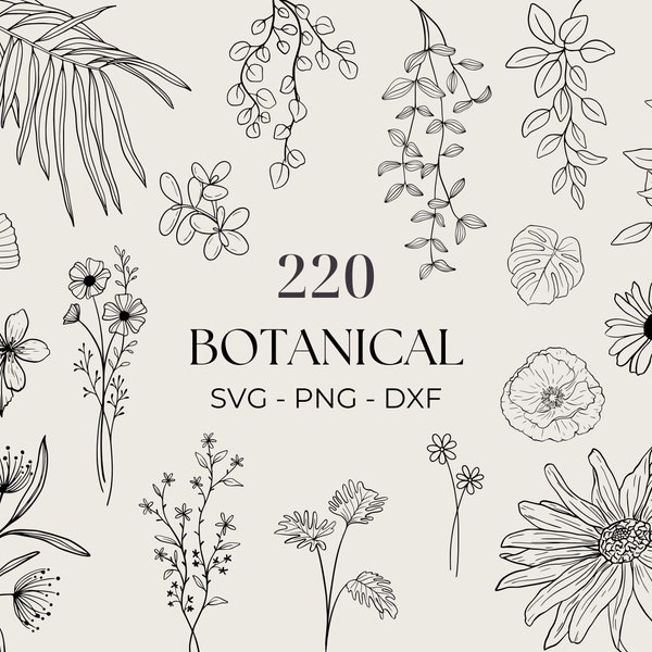 Botanische Svg-bundel, lijntekeningen Svg, commercieel gebruik inbegrepen