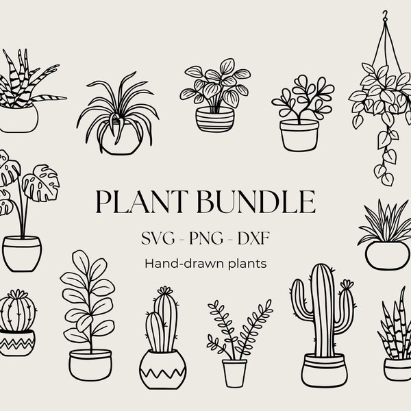 Plant Svg Bundle, Houseplant SVG, archivos de corte de planta en maceta