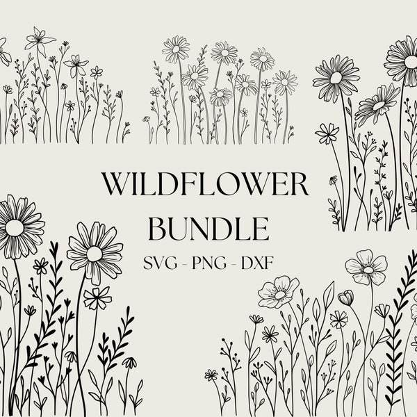 Gänseblümchen Wiese SVG, Gänseblümchen SVG, Wildblumen Clipart