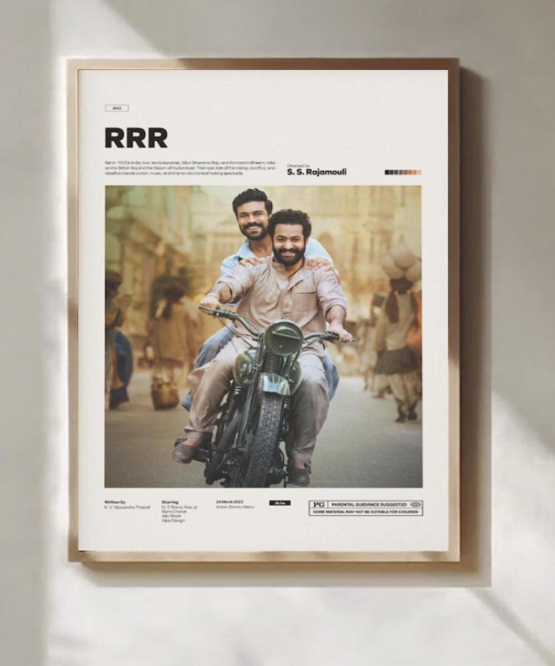 Nr Rama Rao Rrr Rrr Movie Poster Nt Rama Rao Jr and Ram Charan Print Indian Cinema Film ...