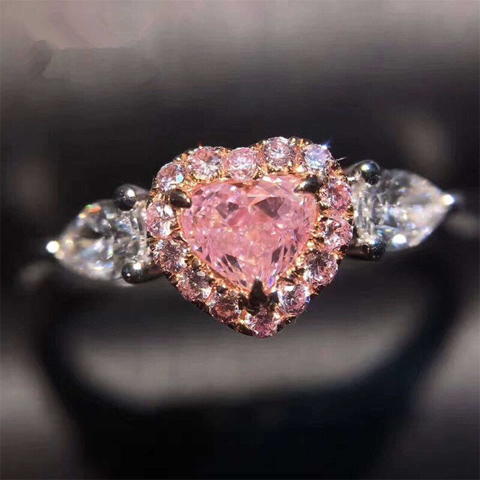 Women Heart Shaped Ring Wedding Elegant Ring 925 Sterling - Etsy