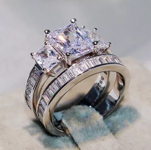 New Luxury Princess Wedding Ring Set band for girls and | Etsy
