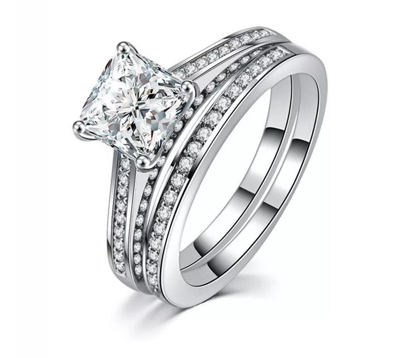 Fashion Ring Sets For Women Square Wedding ringFine | Etsy