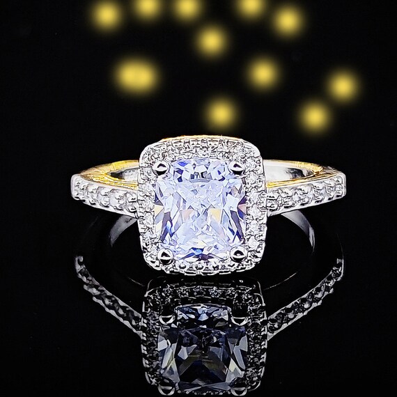 Cushion Cut Ring Wedding Ring Set Finger Ring Sets Bridal Etsy