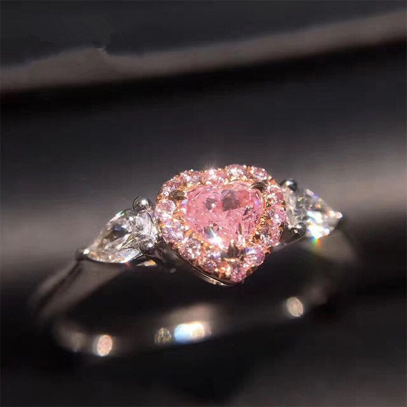 Women Heart Shaped Ring Wedding Elegant Ring 925 Sterling - Etsy