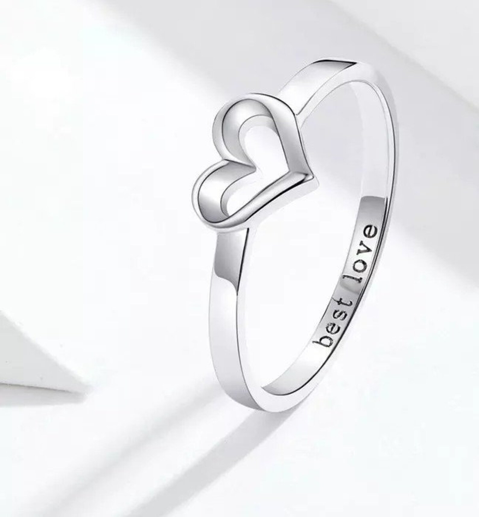 Minimalist Simple Heart RingBest Love Engraved Wedding