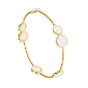 Rosie White Chalcedony Gemstone Gold Bangle Bracelet