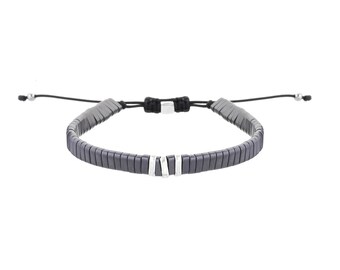 Elliott Hematite Silver Adjustable Gemstone Bracelet