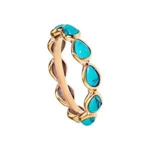 Willow Turquoise Teardrop Multi Gemstone Gold Stacking Ring