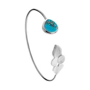 Olena Copper Turquoise Gemstone Silver Adjustable Bangle