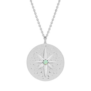 Alchemy Simulated Ethiopian Opal Silver Plated Star Of Bethlehem Pendant Necklace