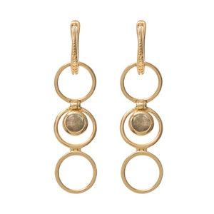 Carmen Labradorite Triple Circle Gold Gemstone Drop Earrings