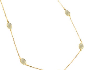 Anya Long Lemon Quartz Multi Stone Gemstone Gold Necklace