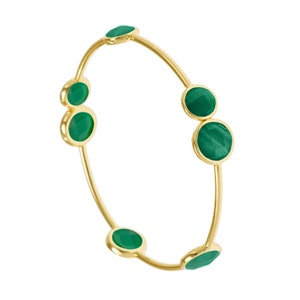 Rosie Green Agate Gemstone Gold Bangle Bracelet