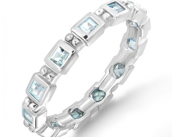 Lila Blue Topaz Gemstone Stackable Silver Ring