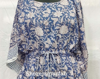 Shreejaipurfab Indian Hand Block Print Girls and women Caftan Dress pure cotton beach kaftan pull length 100% cotton kaftan