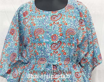 hand block printed cotton kaftan reversible kaftan beautiful cotton kaftan full length 100% cotton kaftan free size