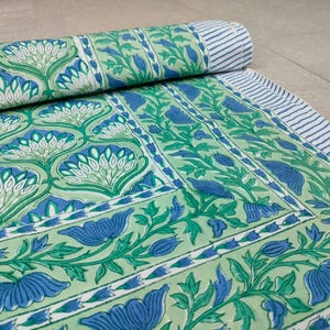 Shreejaipurfab Indian Hand Block Print Cotton Bed Sheet, Best Quality Kantha Bed Sheet, Bedspreads Slat Bed Sheet Home & Living Throws