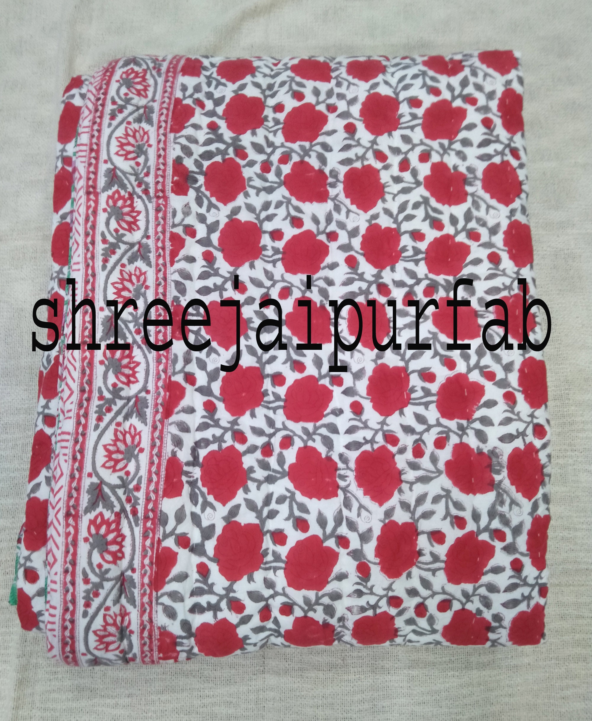 Shreejaipurfab Rajasthani Floral Print Quilts Indian Hand Etsy