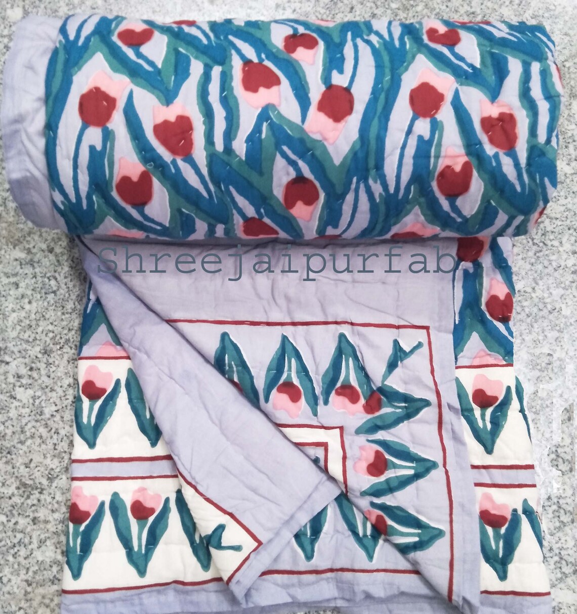 Shreejaipurfab Rajasthani Floral Print Quilts Indian Hand Etsy