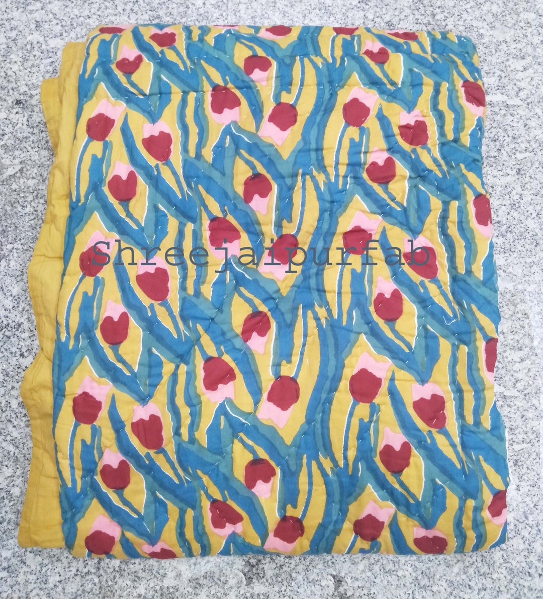 Shreejaipurfab Rajasthani Floral Print Quilts Indian Hand Etsy