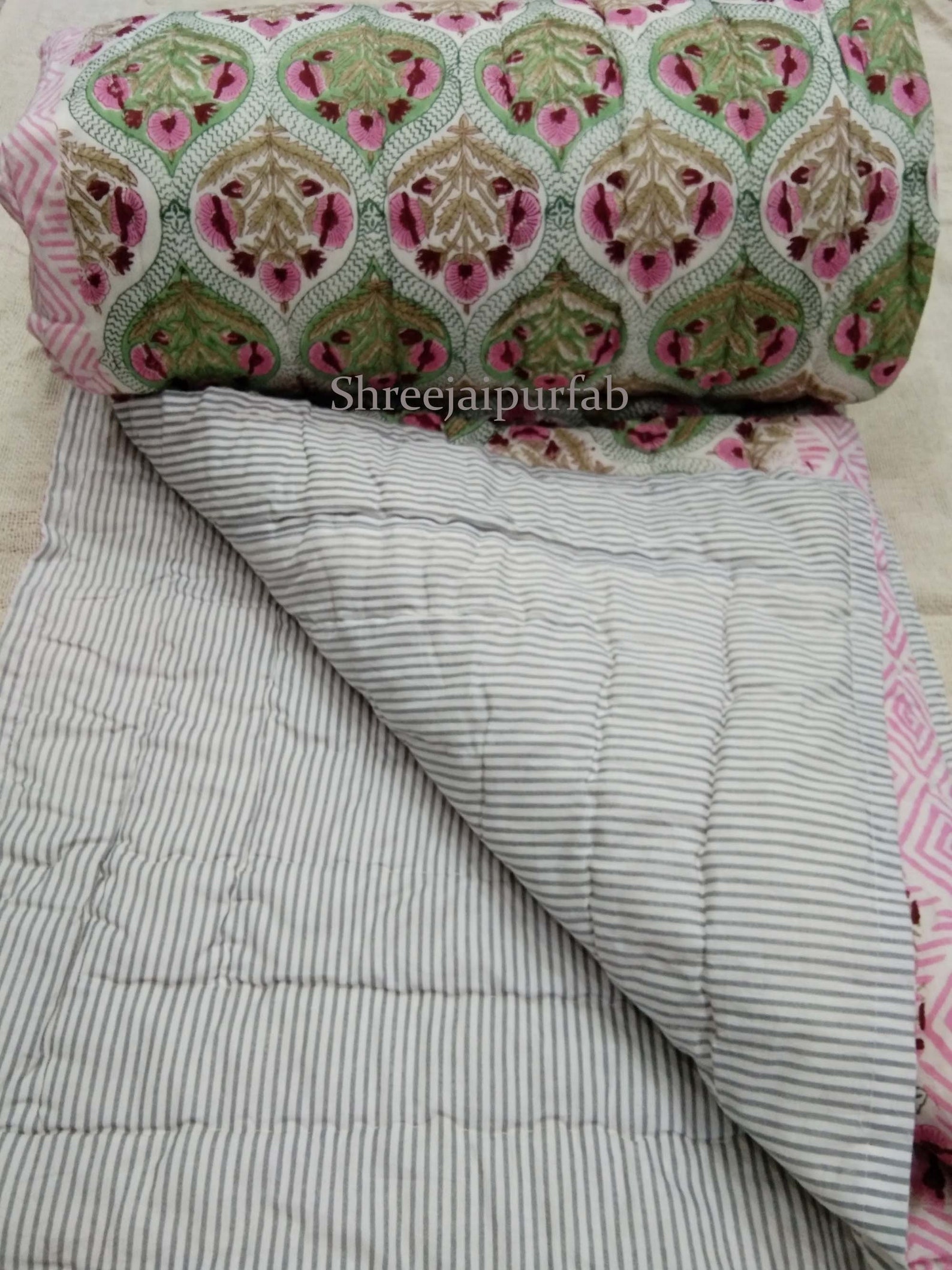 Shreejaipurfab Rajasthani Floral Print Quilts Indian Hand Etsy