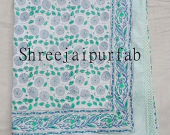 Hand Block Print Cotton Dohar: Indian Quilted Bedspread Throw