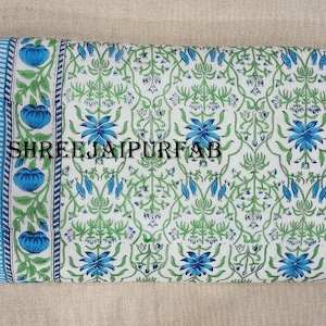 Shreejaipurfab Floral Print Reversible Dohar Hand Block Print Cotton Dohar Indian Ac Quilt Blanket Kantha Throw Hand Printed Blanket Throw