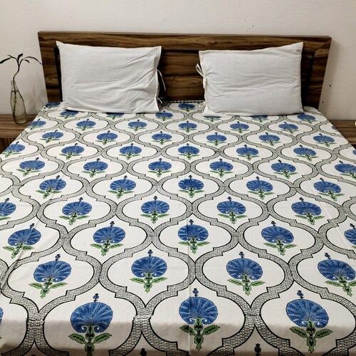 Shreejaipurfab Indian Hand Block Print Cotton Bed Sheet Best Etsy