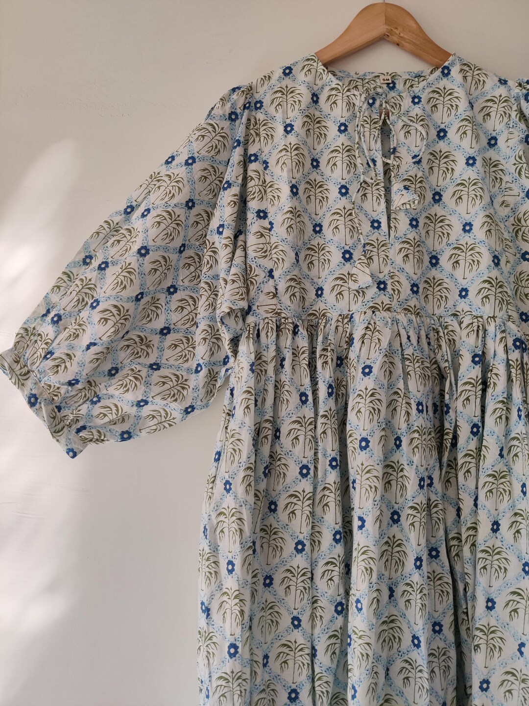 Blue & White Geometric Block Print Tyre Dress main image 1