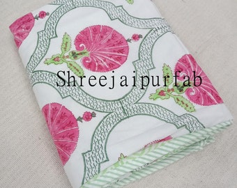 Hand Block Print Cotton Dohar: Reversible Indian Blanket Bedspread