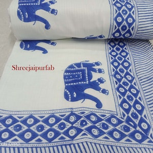 Elephant Print Cotton Dohar: Reversible Hand Block Quilt