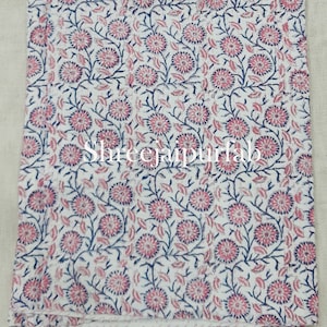 Pink Floral Bed Cover, Hand Block Print Bed Cover, Floral Print Kantha Bedspread Blanket Quilt Natural And Cotton Kantha Bed Cover.