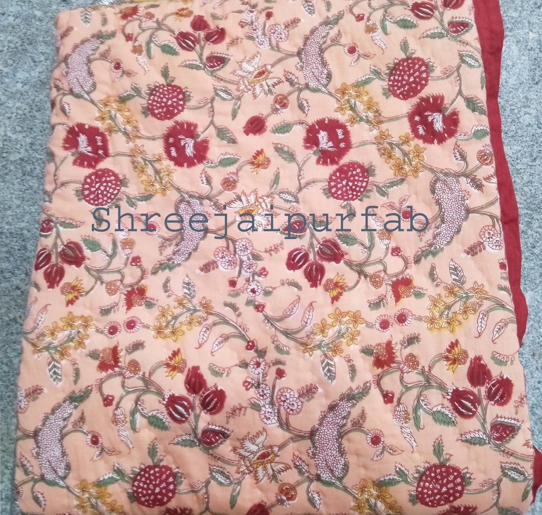Shreejaipurfab Rajasthani Floral Print Quilts Indian Hand Block Print